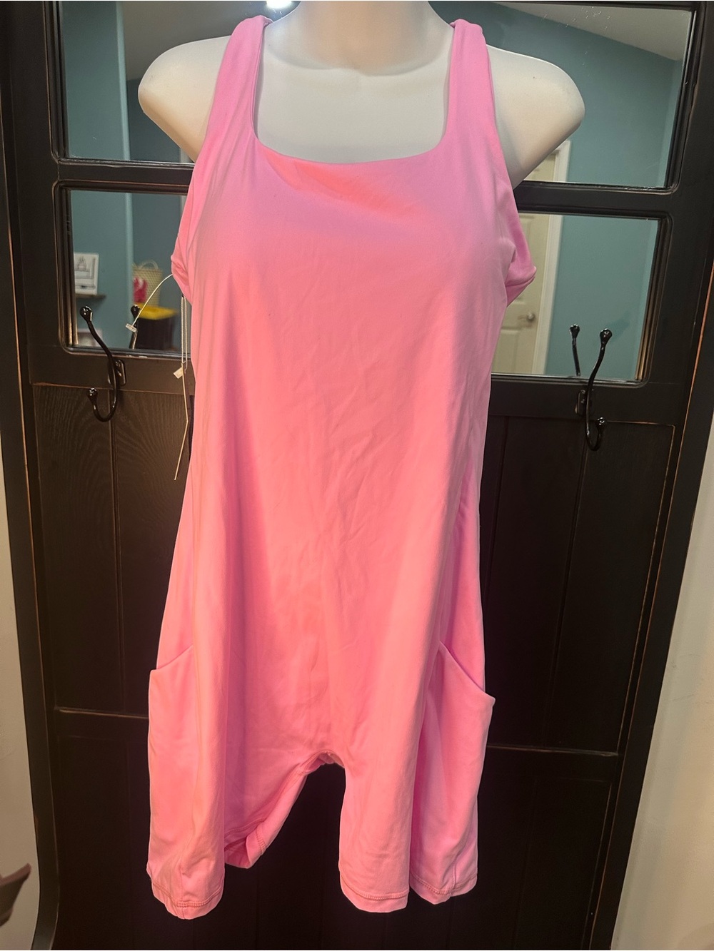 Women’s Pink Sleeveless Shorts Pajama Romper with Pockets